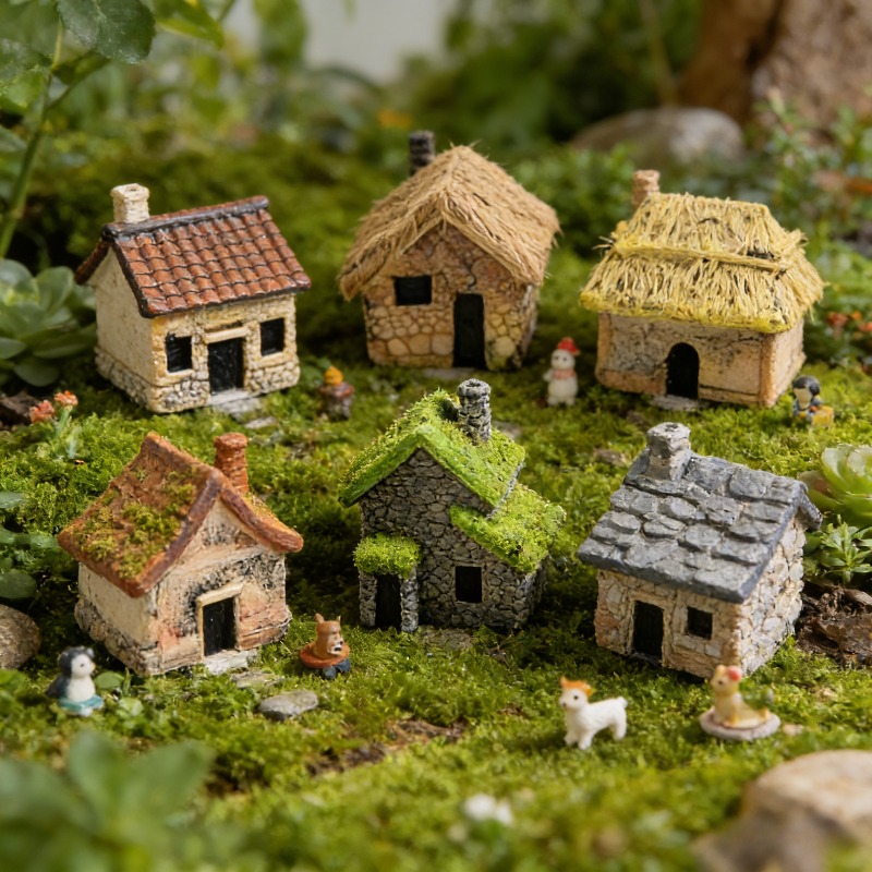 Bonsai Garden Miniature - 5 szt. ręcznie wykonanych miniaturowych domków
